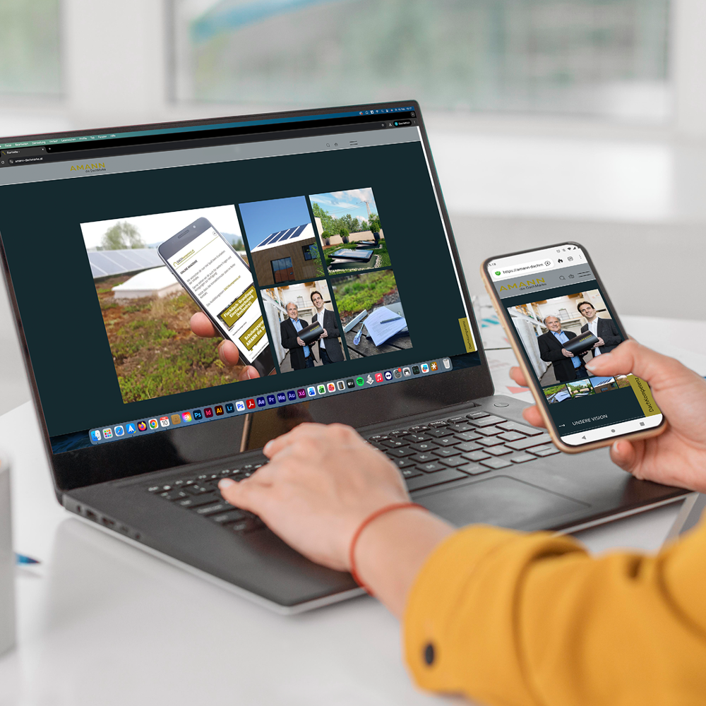 AMANN die DachMarke Website Referenzen PC und Smartphone