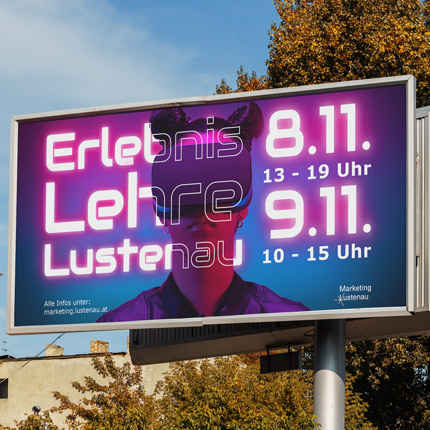 Erlebnis Lehre Lustenau LED-Wall weibliches Sujet