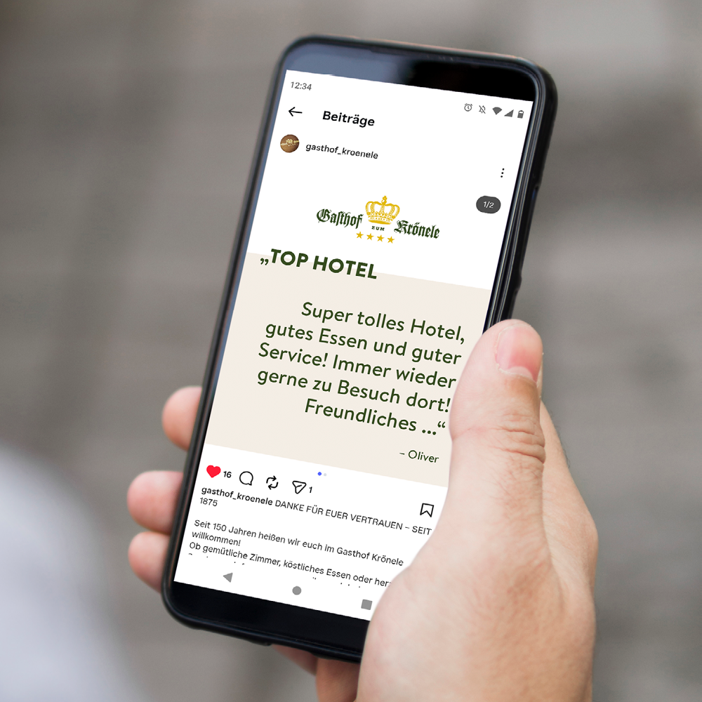 Gasthof Krönele Social-Media-Post Rezensionen