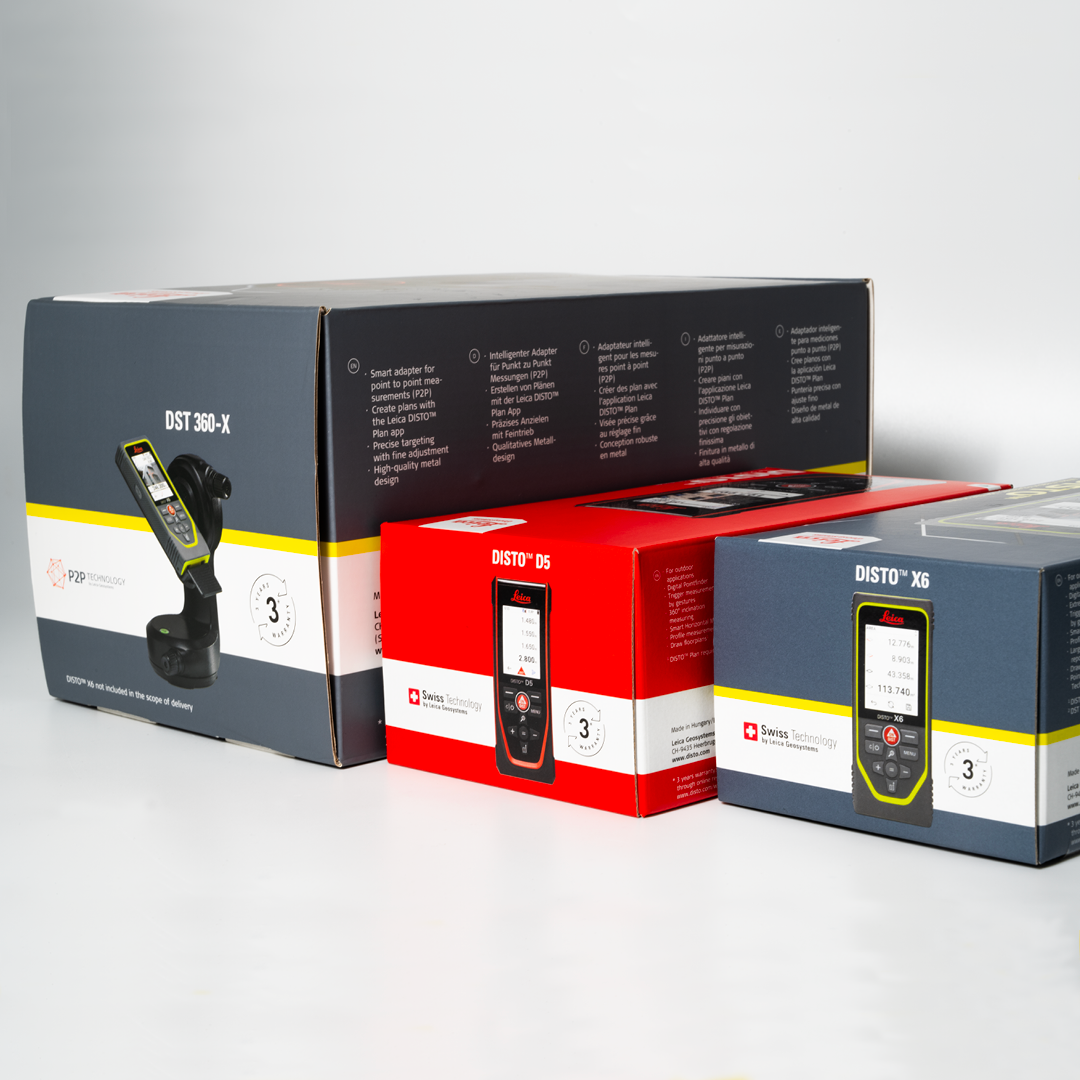 Leica Packaging Disto D5, Disto D6 und DST 360-X