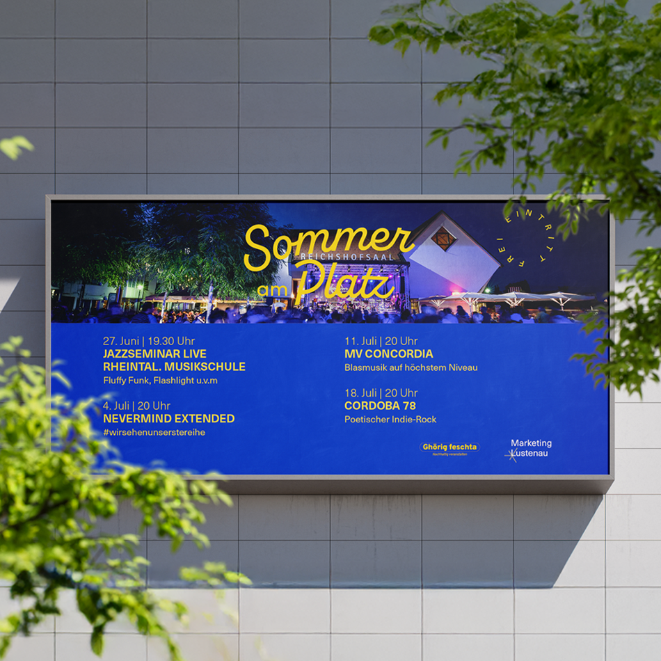 Sommer am Platz LED-Wall blau und gelb
