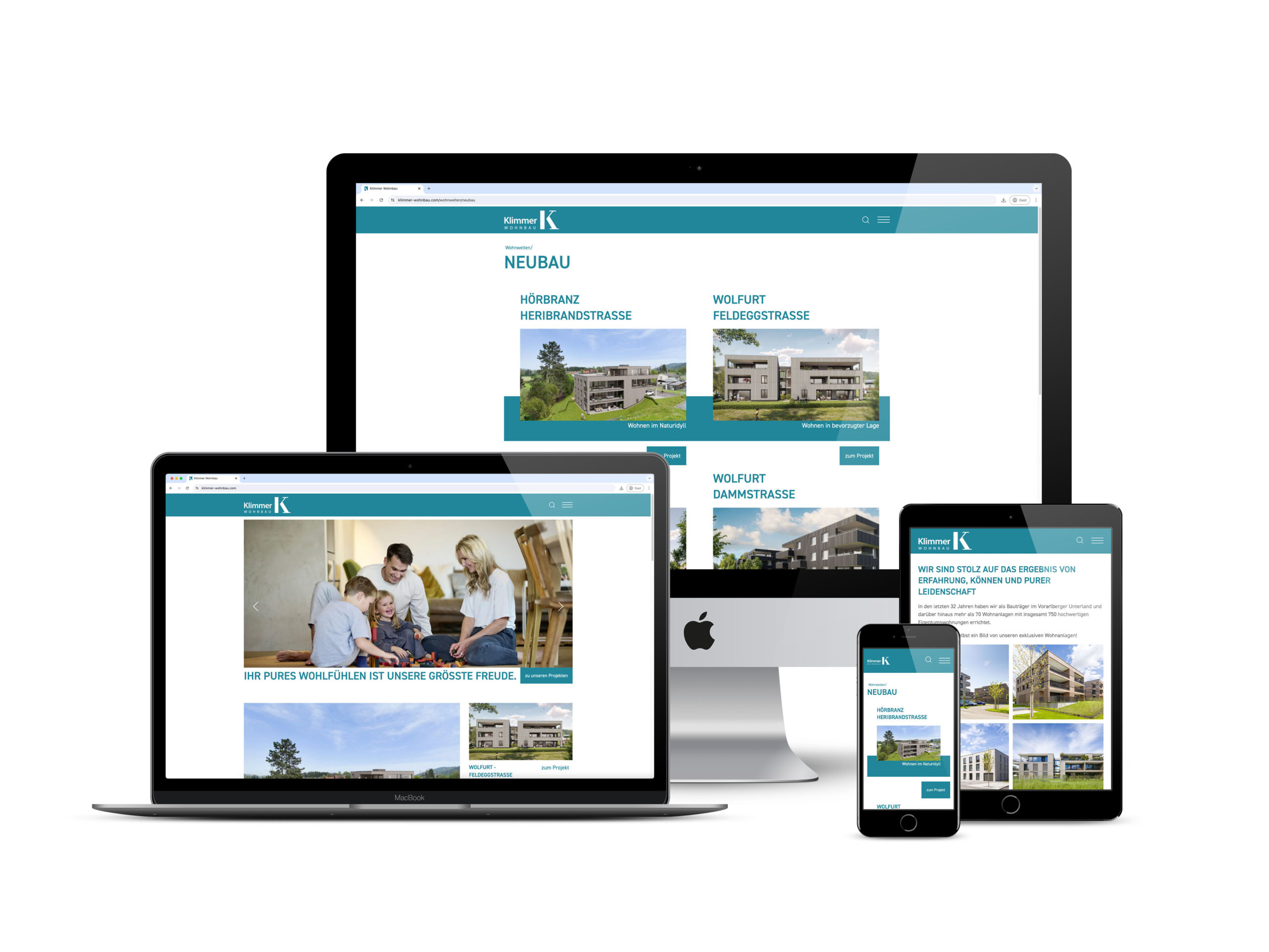 Klimmer Wohnbau Website Übersicht
